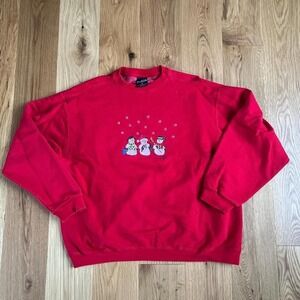 Red Christmas sweatshirt with snowmen